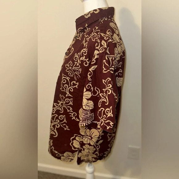 Harley Davidson Motorcycles Cotton Hawaiian Shirt Short Sleeve Men's Size Medium - Picture 3 of 5